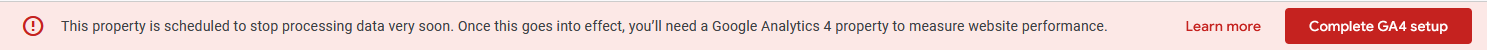 Google Analytics warning banner