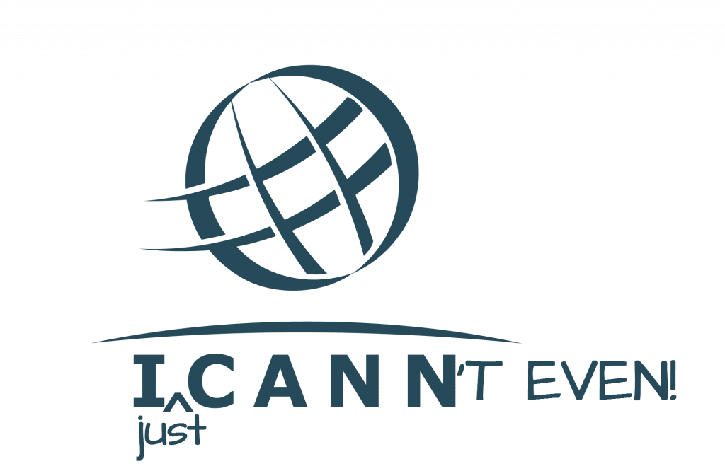 Logo with a circle with lines in it, the word ICANN