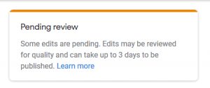 Pending review notification in Google My Business
