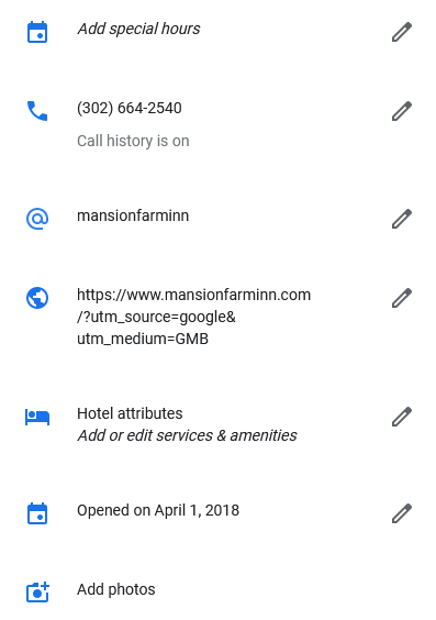 Info section in Google My Business
