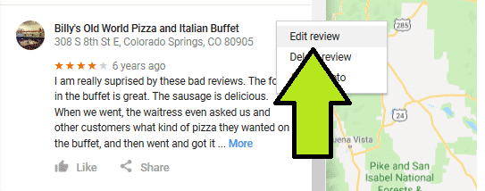 google review screencap:  click Edit Review