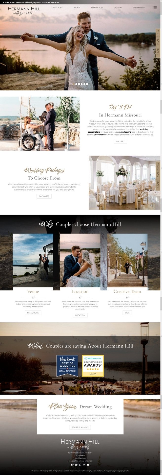 Hermann Hill Weddings  website homepage screenshot