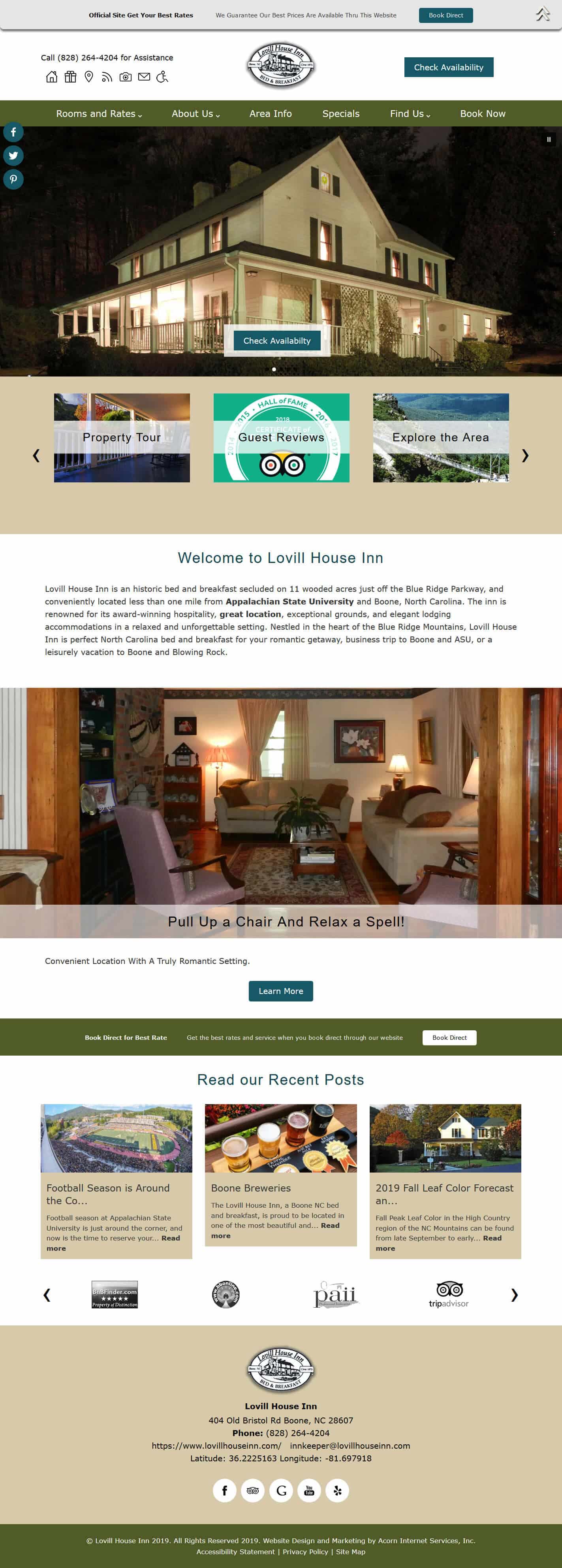 Lovill House Inn home page