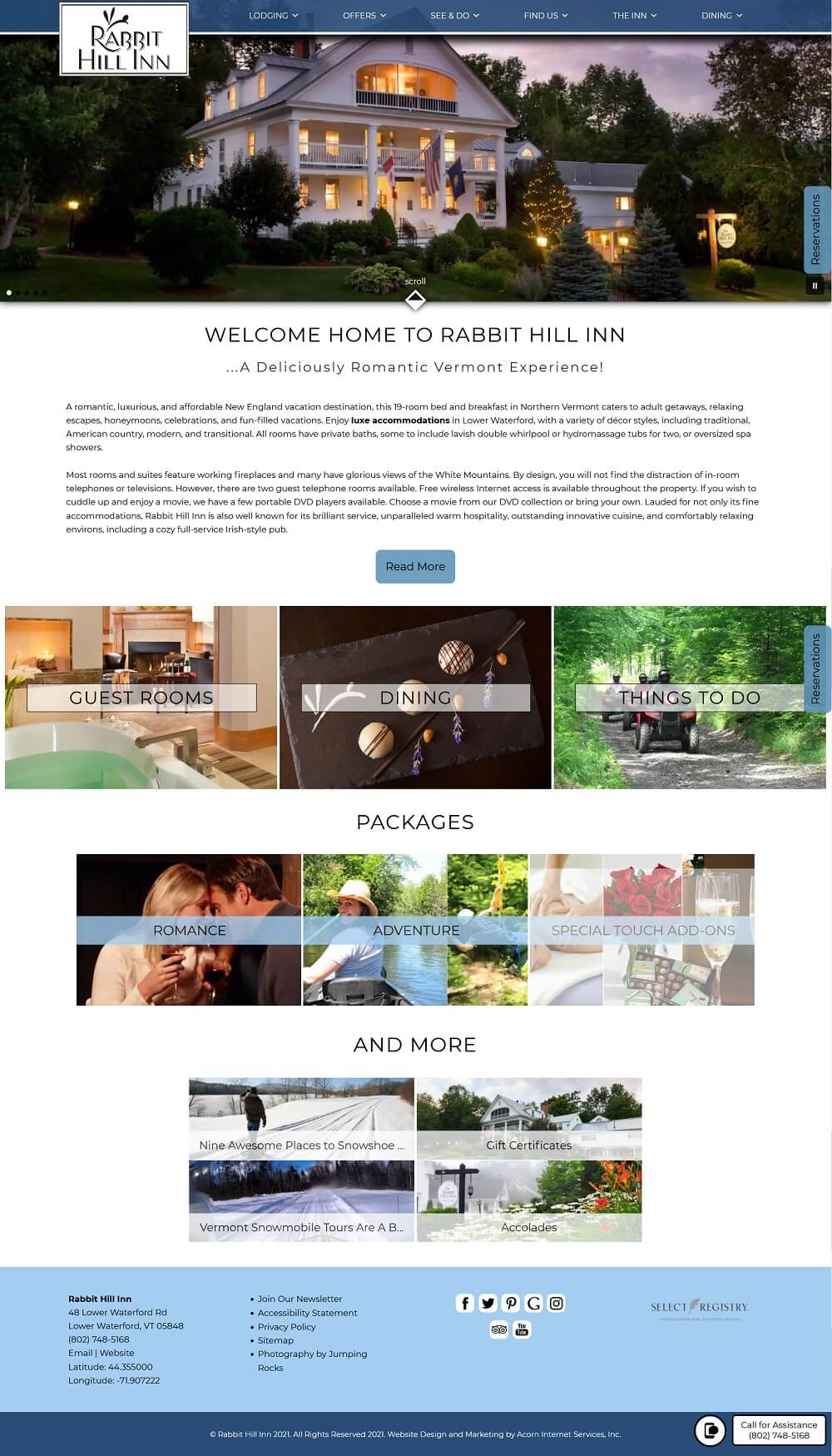 Deuxe Design Home Page for Rabbit Hill Inn of Vermont