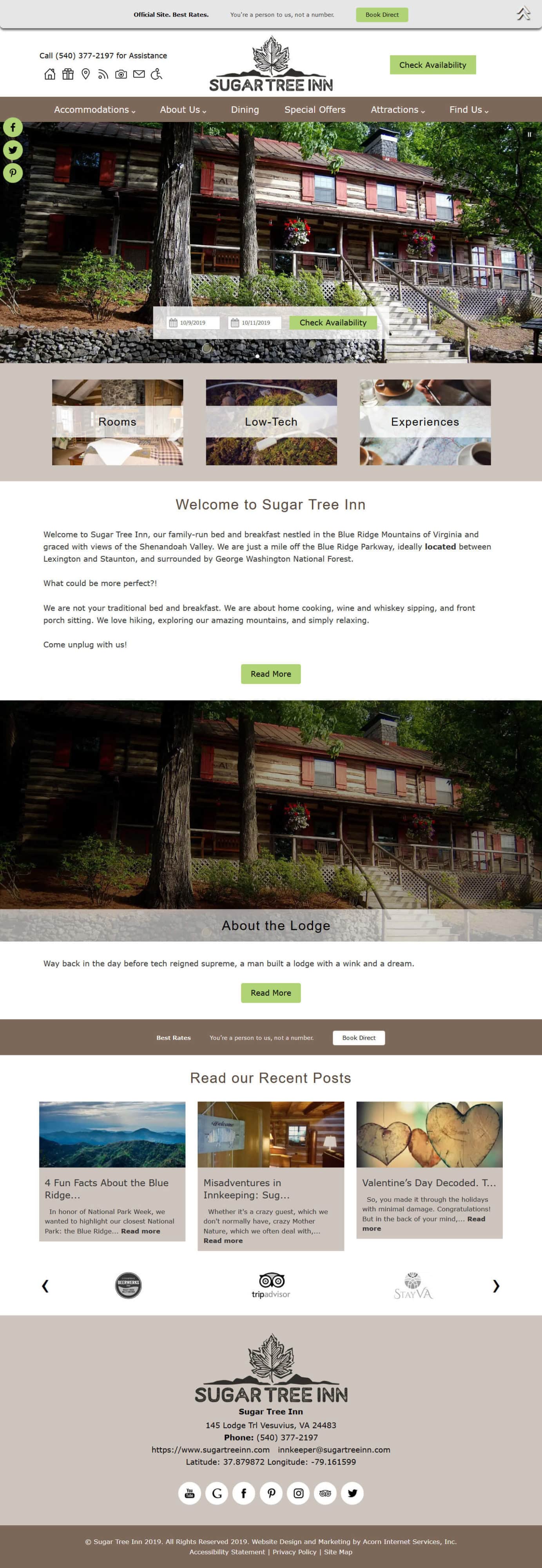 Home page screenshot of Sugar Tree Inn - standard