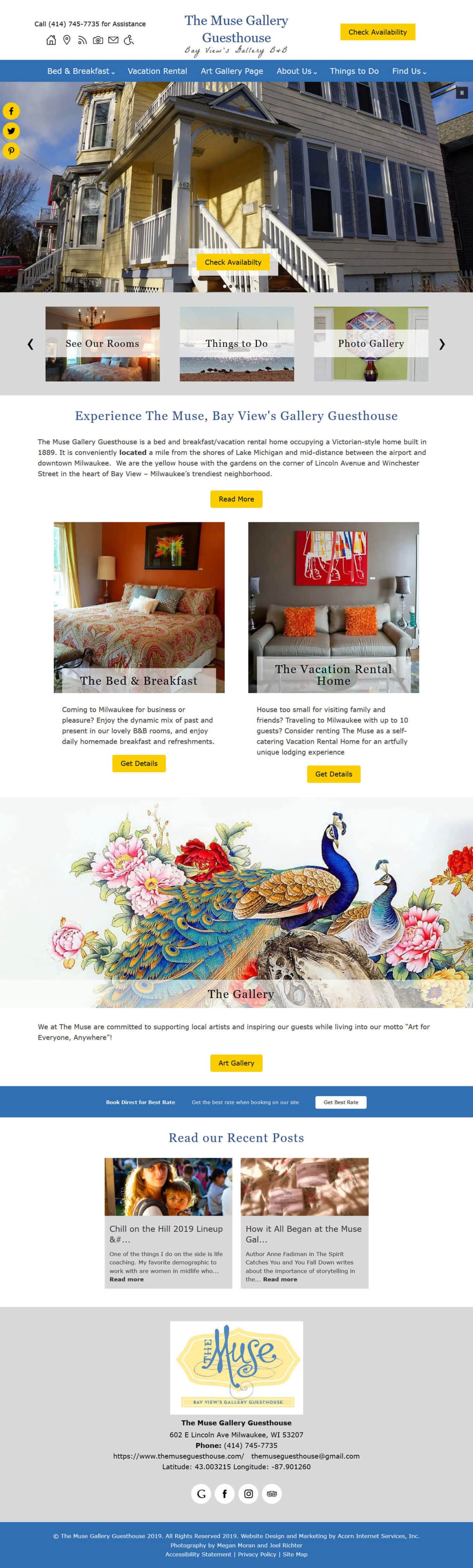 Home page screenshot of The Muse Gallery Guesthouse - Standard