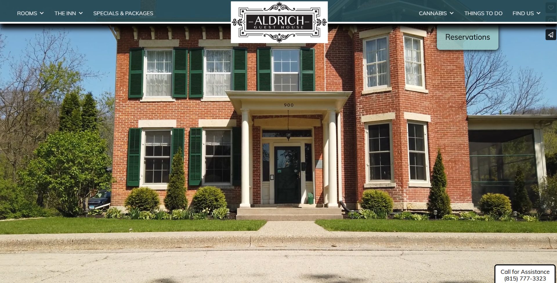 Aldrich Guest House - bed & breakfast website home page