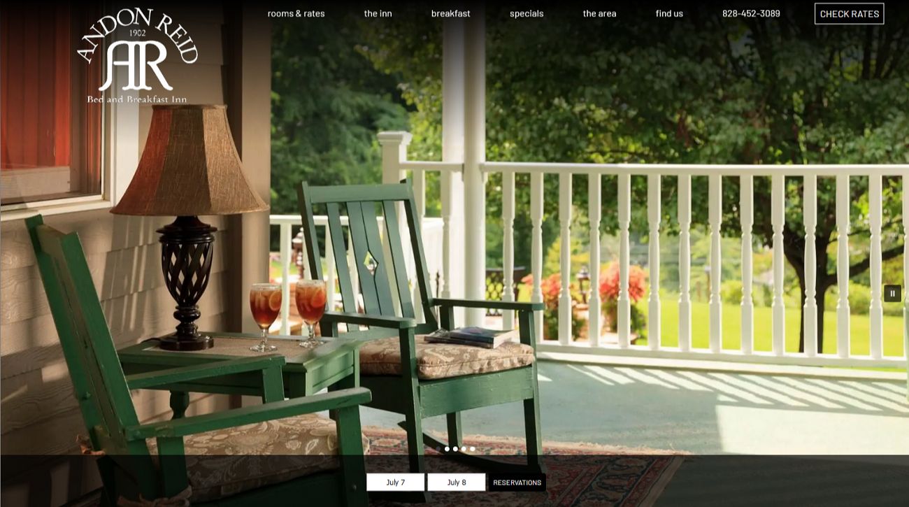 Andon-Reid Inn Bed & Breakfast of Waynesville, NC - website home page 