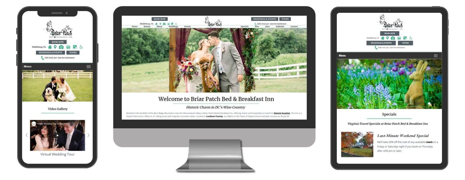 Briar Patch Bed & Breakfast Inn shown in Tablet, Desktop and Mobile versions