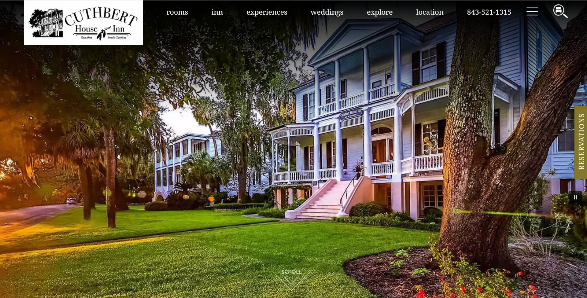 Cuthbert House Inn - bed & breakfast website home page