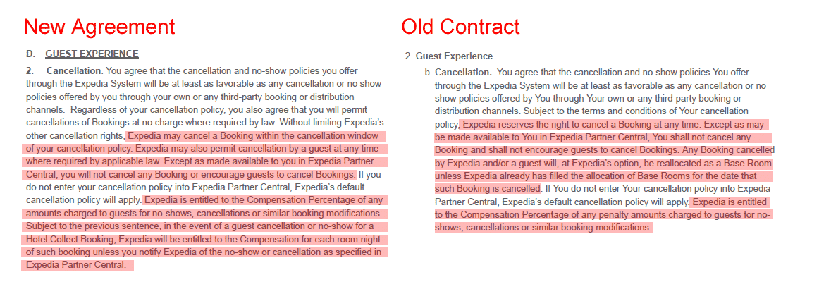 Expedia Contract Cancellation snapshot