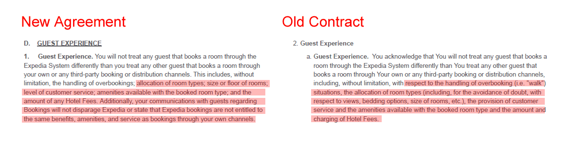 Expedia Contract Experience snapshot