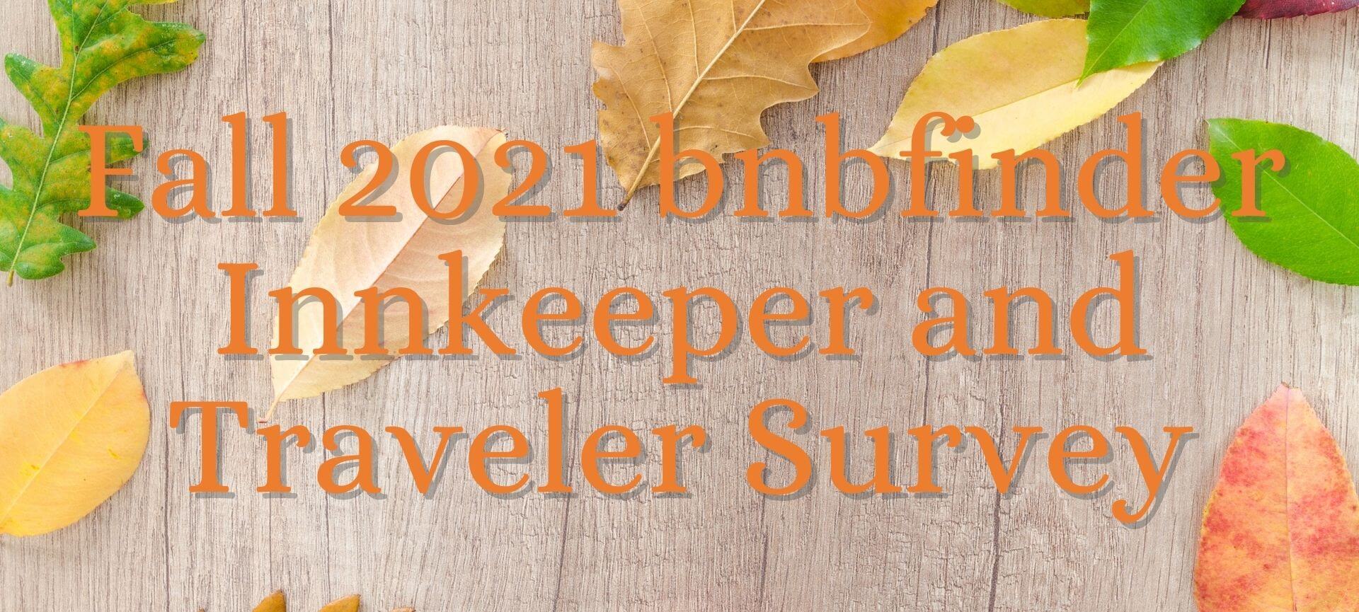 Fall Traveler and innkeeper survey on autumn leaf backgound