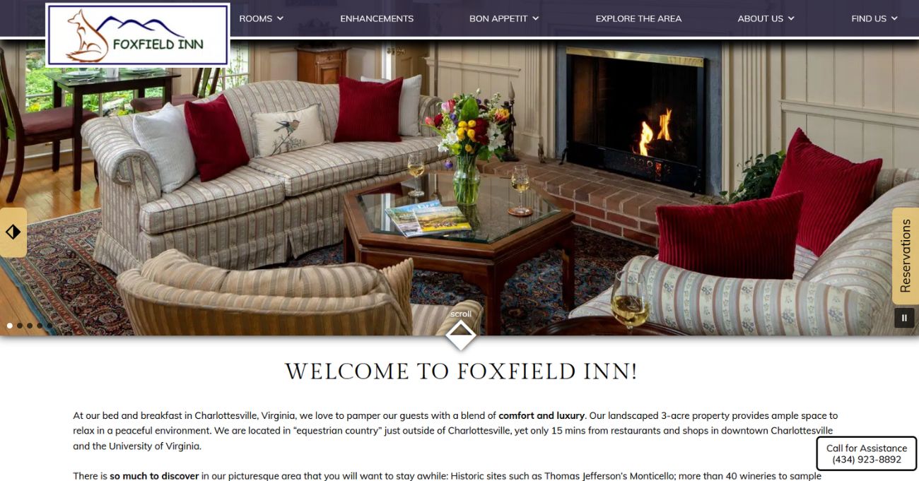 Foxfield Inn of Charlottesville, VA - - new website home page 