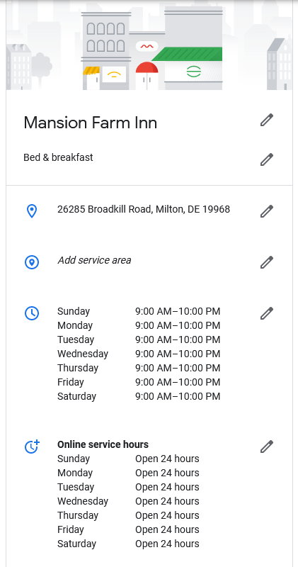screencap of info section of Google My Business