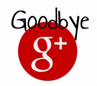 Goodbye Google Plus -red logo on white background