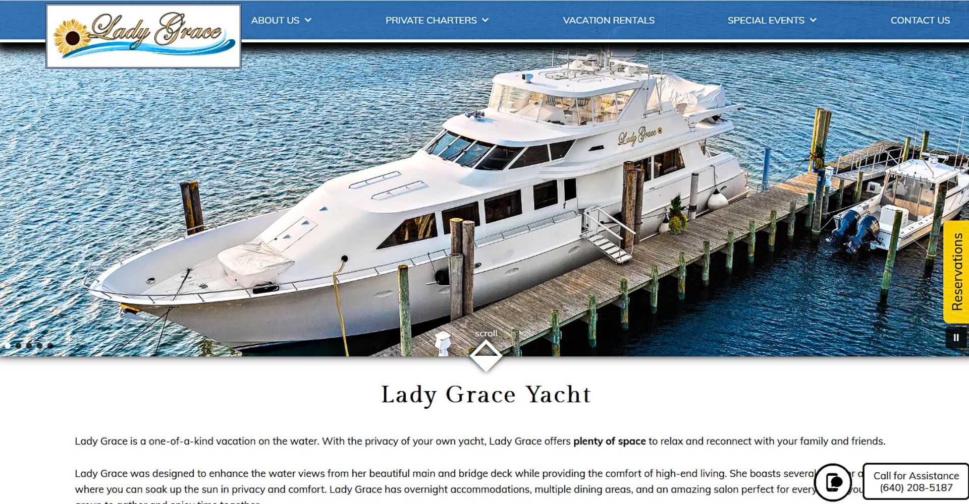 Lady Grace Yacht - Acorn Marketing Deluxe Website design.