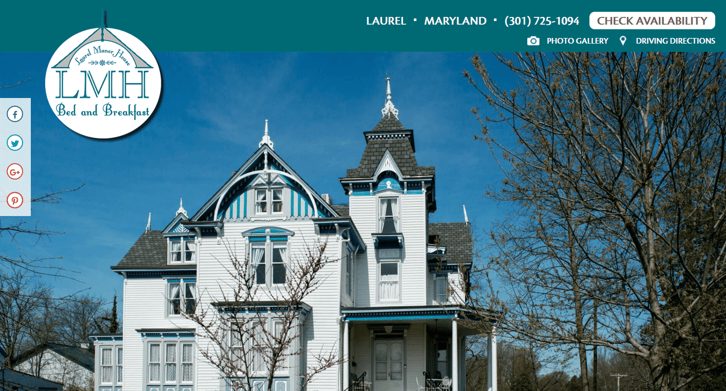 Screenshot of website home page for Laurel Manor House in Laurel, MD