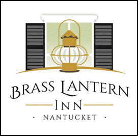 Brass Lantern Inn Logo window and Lantern