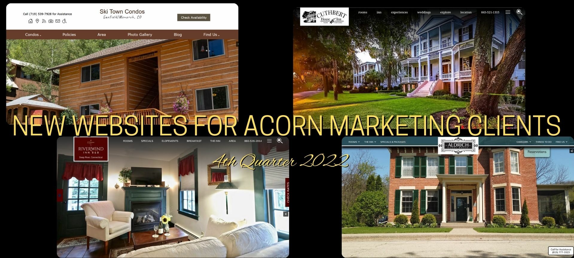 Acorn New 4th Quarter website designs collage