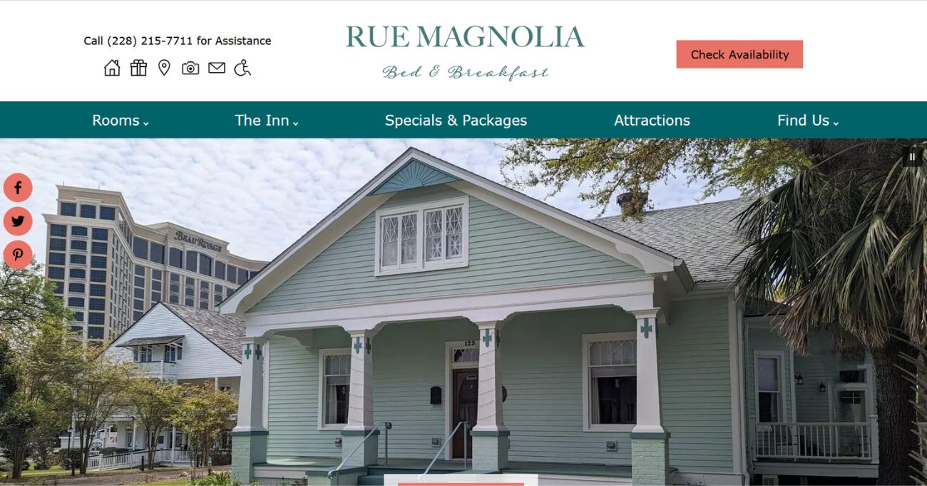 Rue Magnolia Bed & Breakfast of Biloxi, MS - new website home page 