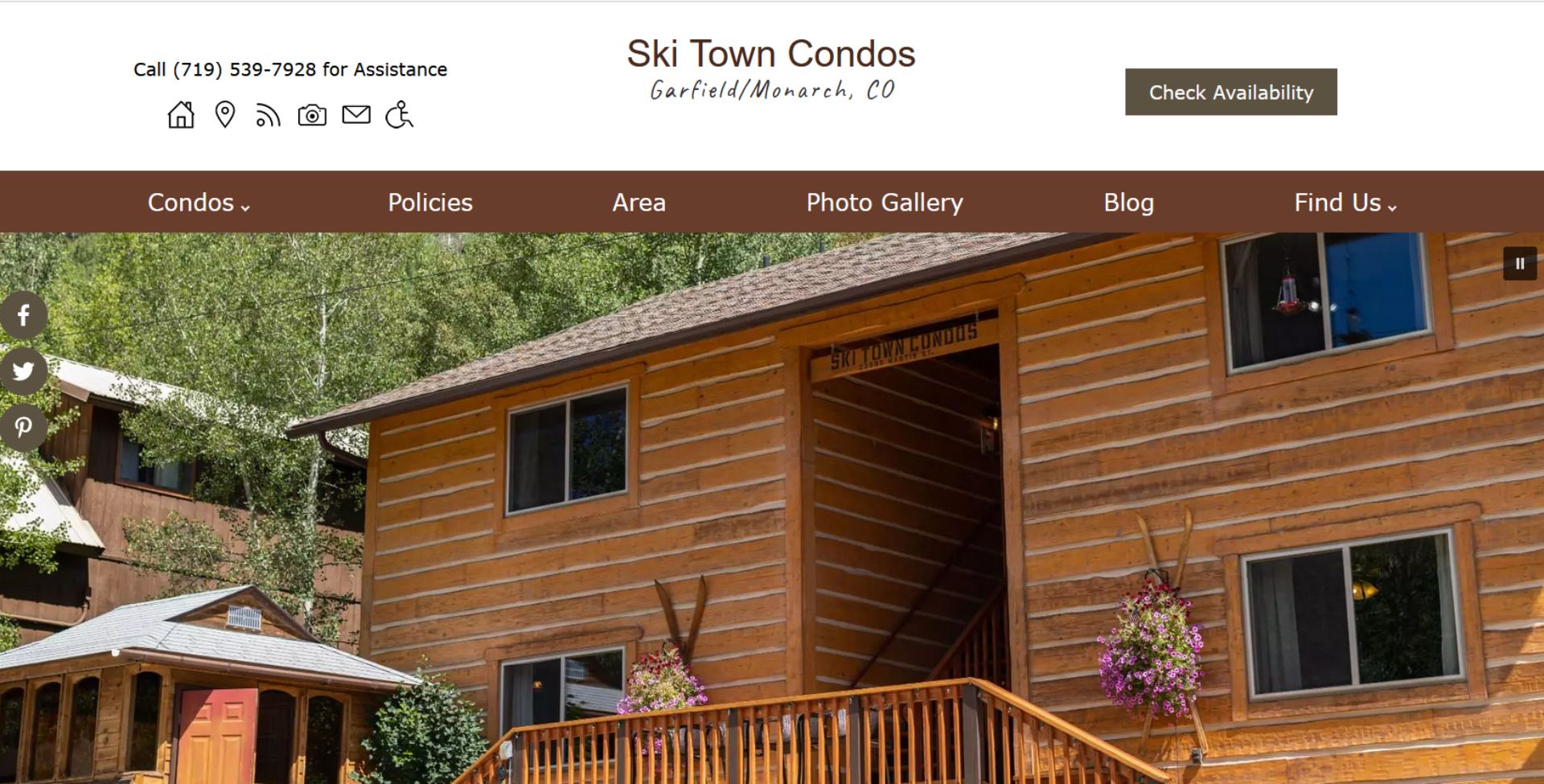 Ski Town Condos website home page