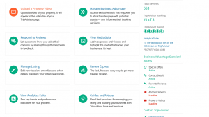 Screenshot of TripAdvisor Business Management Center