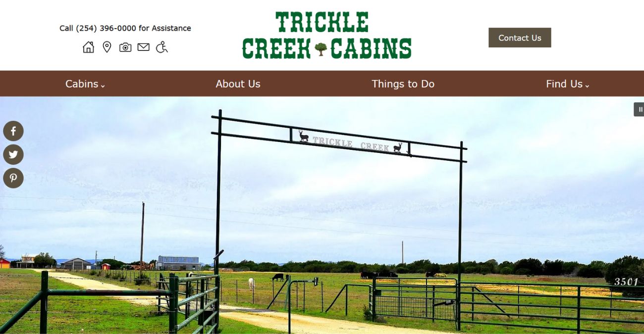 Trickle Creek Cabins of Bluff Dale, TX - new website home page 