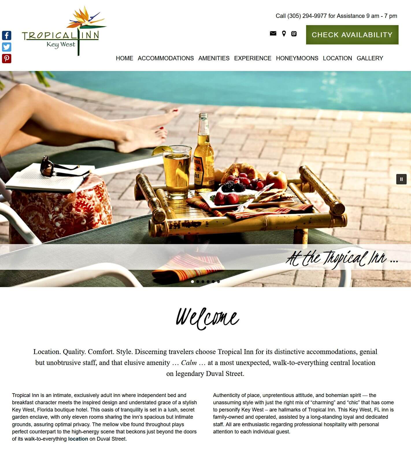 Tropical Inn homepage screencap