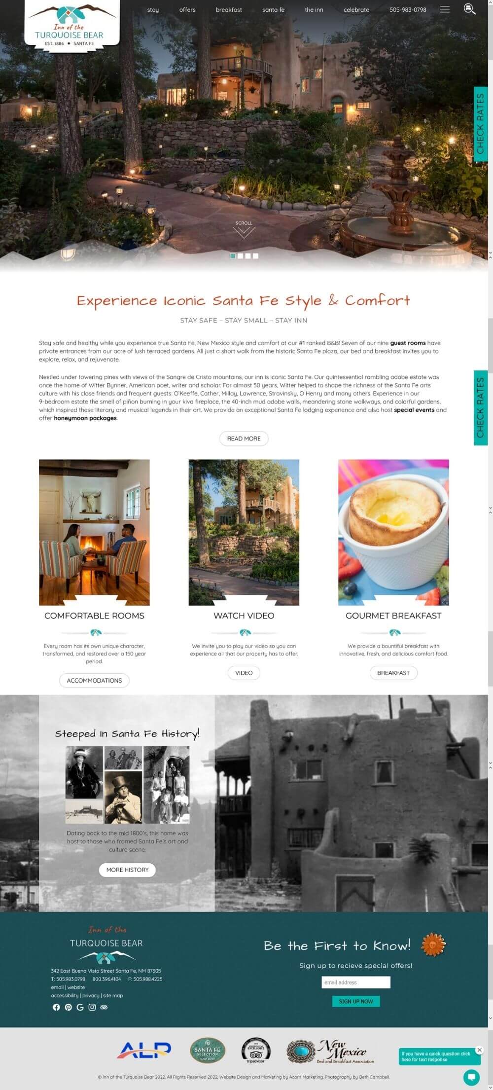 Inn of the Turquoise Bear website homepage screenshot