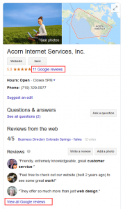 Google Knowledge Graph Image with Reviews Highlighted